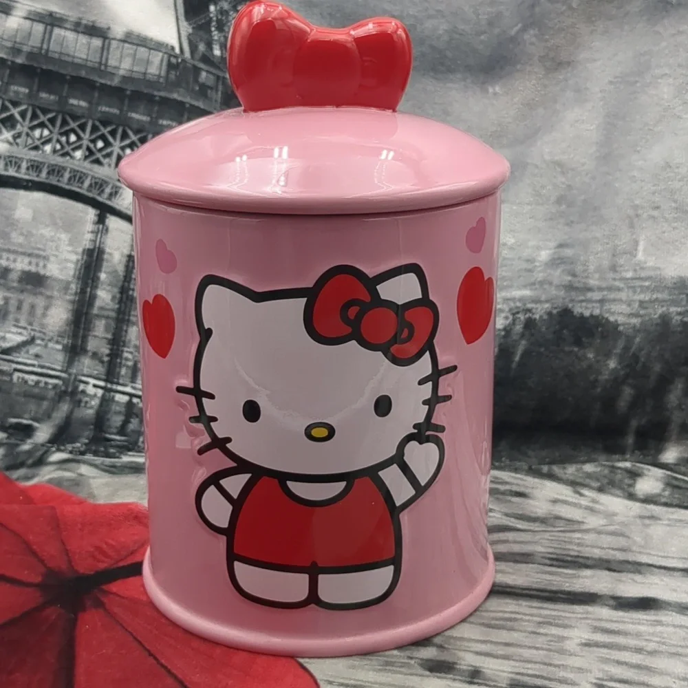 Hello Kitty Pink and Red Heart Design Cookie Jar